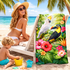 Tropical Birds - Beach Towel