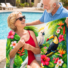 Tropical Birds - Beach Towel