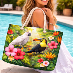 Tropical Birds - Beach Tote Bag