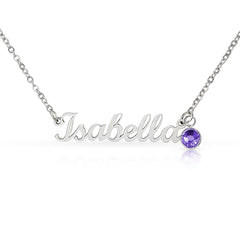 The Diamond - Custom Name Necklace with Birthstone