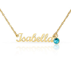 The Diamond - Custom Name Necklace with Birthstone