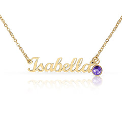 The Diamond - Custom Name Necklace with Birthstone