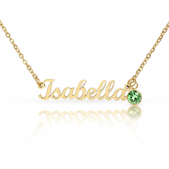 The Diamond - Custom Name Necklace with Birthstone