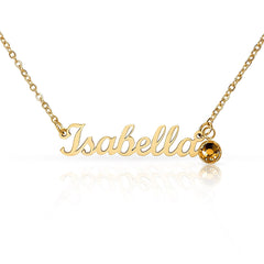 The Diamond - Custom Name Necklace with Birthstone
