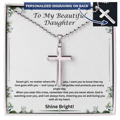 Shine Bright - Personalized Cross Necklace with Ball Chain for Daughter