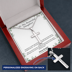Shine Bright - Personalized Cross Necklace with Ball Chain for Daughter