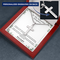 Shine Bright - Personalized Cross Necklace with Ball Chain for Daughter