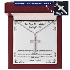 Shine Bright - Personalized Cross Necklace with Ball Chain for Daughter