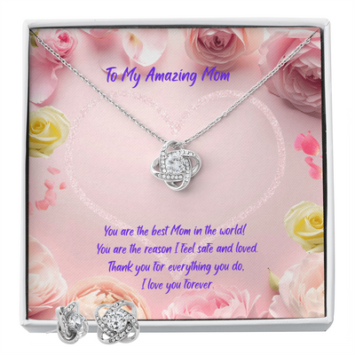 Amazing Mom - Love Knot Necklace & Earring Set (for Mom)