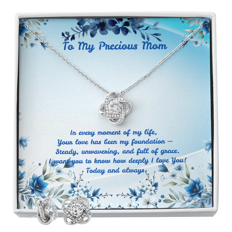 Precious Mom - Love Knot Necklace & Earring Set (for Mom)