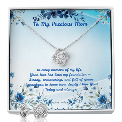 Precious Mom - Love Knot Necklace & Earring Set (for Mom)