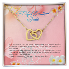 My Heart Is Yours Forever - Interlocking Hearts necklace (To My Beautiful Bride, Wife)