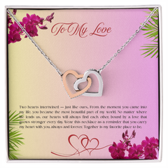 My Heart is Forever With Yours - Interlocking Hearts Necklace (To My Love)