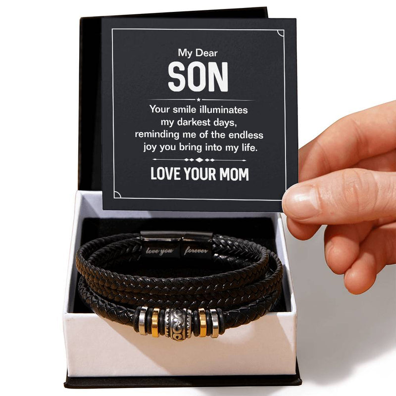 Your Smile - Mens Leather Bracelet (For Son)