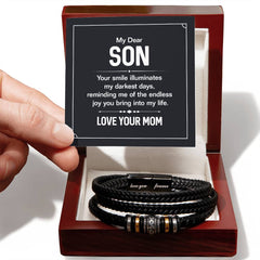 Your Smile - Mens Leather Bracelet (For Son)