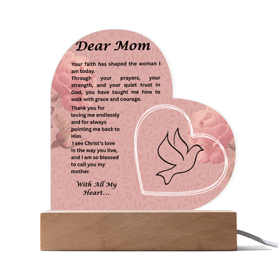 A Mother's Light - Heart Acrylic Plaque from Daughter