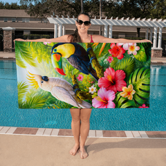 Tropical Birds - Beach Towel