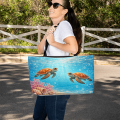 Tropical Sea Turtles Paradize - Beach Tote Bag