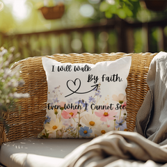 I Will Walk By Faith - Indoor/Outdoor Pillow