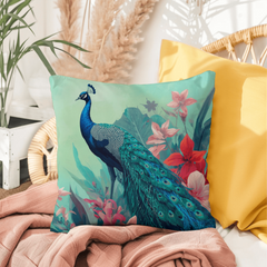 Peacock Elegance - indoor/Outdoor Pillow