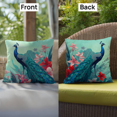 Peacock Elegance - indoor/Outdoor Pillow