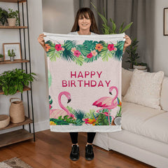 Flamingle & Celebrate™ – Happy Birthday Flamingo Coral Fleece Blanket