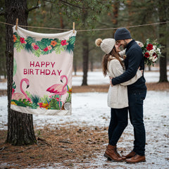 Flamingle & Celebrate™ – Happy Birthday Flamingo Coral Fleece Blanket