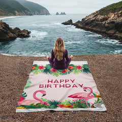 Flamingle & Celebrate™ – Happy Birthday Flamingo Coral Fleece Blanket