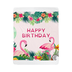 Flamingle & Celebrate™ – Happy Birthday Flamingo Sherpa Fleece Blanket