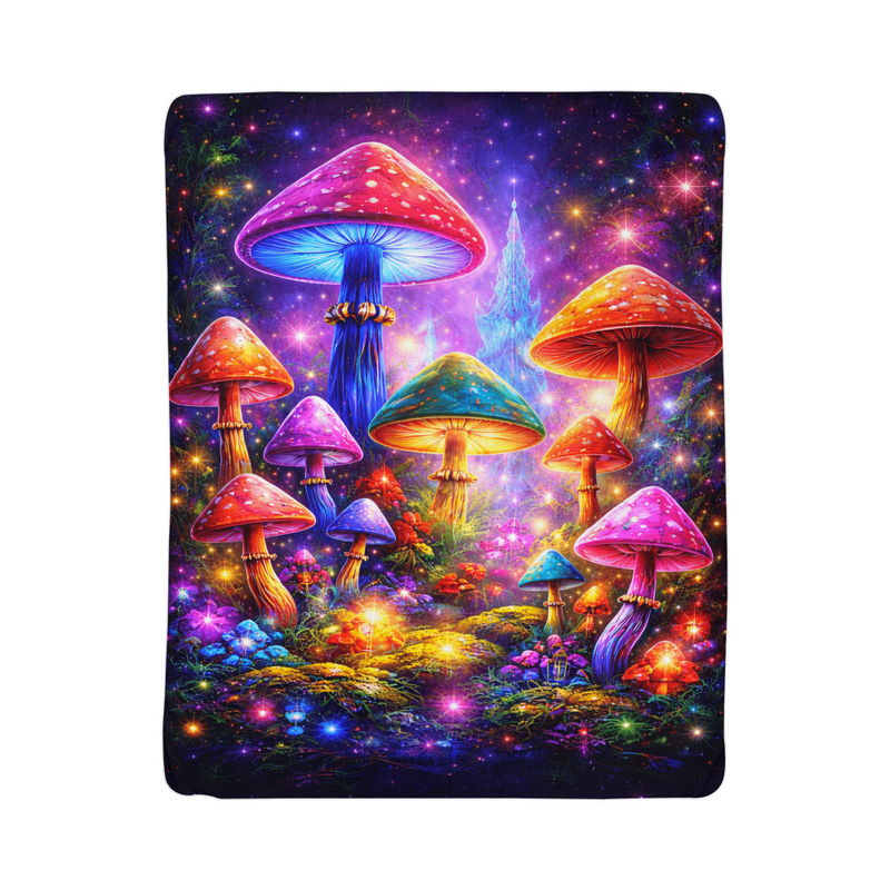 Enchanted Mushroom Forest - Sherpa Fleece Blanket