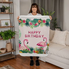 Flamingle & Celebrate™ – Happy Birthday Flamingo Sherpa Fleece Blanket