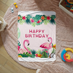 Flamingle & Celebrate™ – Happy Birthday Flamingo Sherpa Fleece Blanket