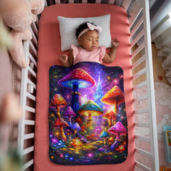 Enchanted Mushroom Forest - Sherpa Fleece Blanket