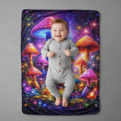 Enchanted Mushroom Forest - Sherpa Fleece Blanket