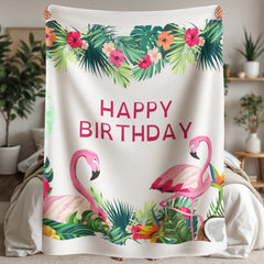 Flamingle & Celebrate™ – Happy Birthday Flamingo Sherpa Fleece Blanket
