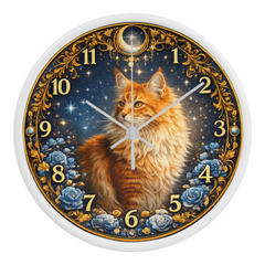 Midnight Royal Maine Coon  - Wood Frame 10" Clock