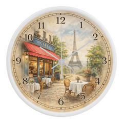 Paris Café Elegance - Wood Frame 10" Clock