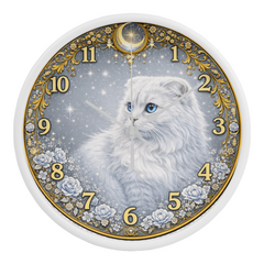 Snow Queen Scottish Fold - Wooden Frame 10" Clock