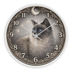 Misty Elegance Ragdoll - Wood Frame 10" Clock