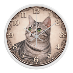 Silver Tabby Elegance – American Shorthair Cat Decorative Clock