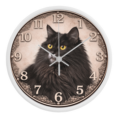 Noir Majesty Siberian - Wood Frame 10" Clock