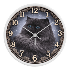 Midnight Majesty Doll Face Persian - Wood Frame 10" Clock