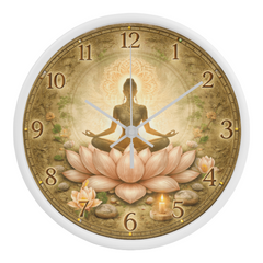 Tranquil Lotus Meditation - Wood Frame 10" Clock