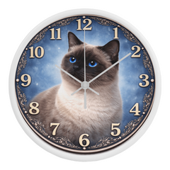 Sapphire Eyes Siamese Elegance - Wood Frame 10" Clock