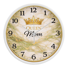 Queen Mom - Wood Frame 10" Clock (Green Marble)