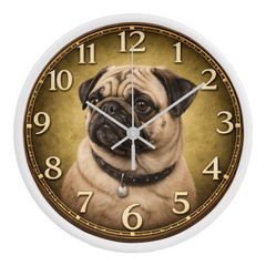 Cute Pug - Wood Frame 10" Clock