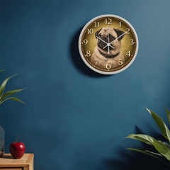 Cute Pug - Wood Frame 10" Clock