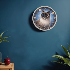 Sapphire Eyes Siamese Elegance - Wood Frame 10" Clock