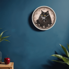 Noir Majesty Siberian - Wood Frame 10" Clock