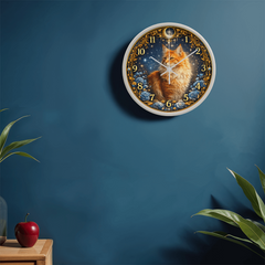 Midnight Royal Maine Coon  - Wood Frame 10" Clock